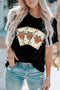 Black Cow Poker Cards Graphic Print Short Sleeve T Shirt